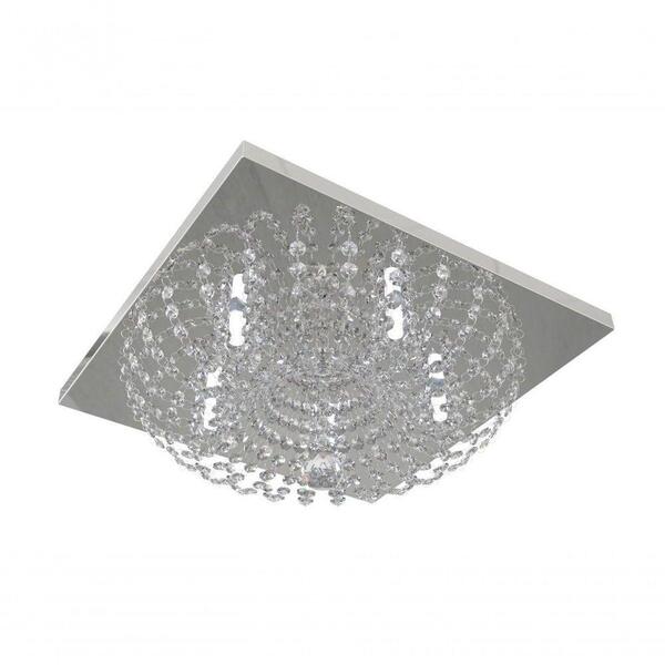 Plafon Lustre De Cristal Legitimo Quadrado 42cm