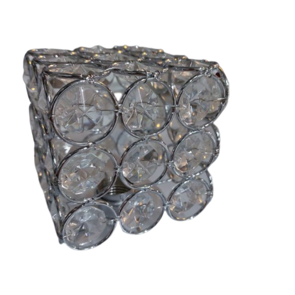 Plafon Lustre Quadrado 4 Luz Vidro Cristais