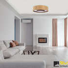 Plafon Madeira Redondo Anel 60cm - 8 Luzes Freijó