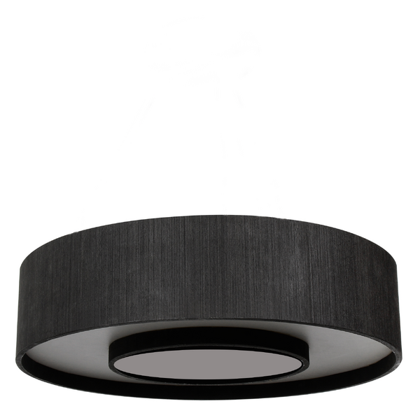 Plafon Madeira Redondo Anel 60cm - 8 Luzes Preto