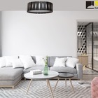 Plafon Madeira Ripado Redondo Preto 40cm