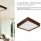 Plafon Madeira Wood Quadrado 25x25cm - 2 Luzes E27 - Málaga (