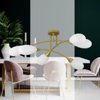 Plafon Mayla 92cm Starlux Lt006wh Ouro Fosco + 6x G9 Branco F