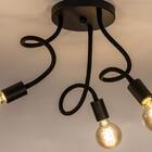 Plafon Moderno Estilo Sputnik Redondo Preto 3 Hastes Moldávei