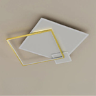 Plafon Moderno Quadrados Dourado E Branco 55cm Led 48w 3000k
