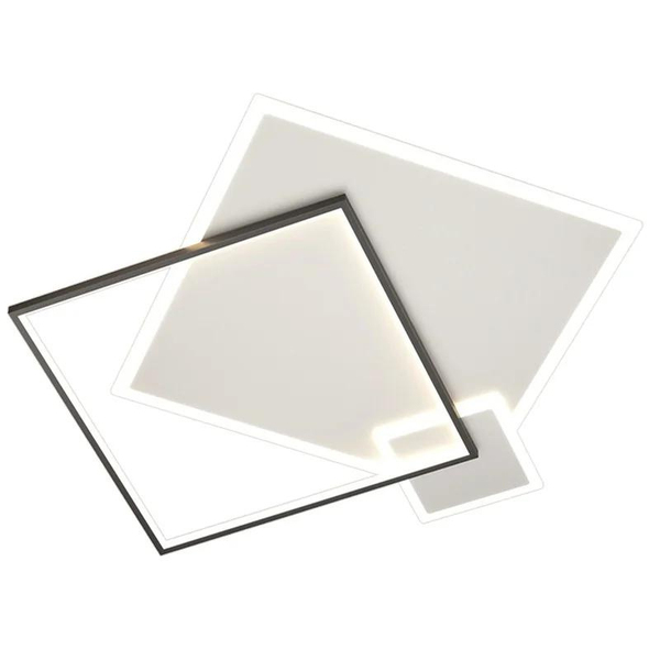 Plafon Moderno Quadrados Preto E Branco 55cm Led 48w 3000k Bi