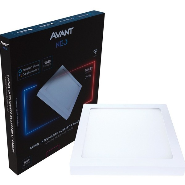 Plafon Painel Quadrado Sobrepor 24w Inteligente Smart Wi-fi A