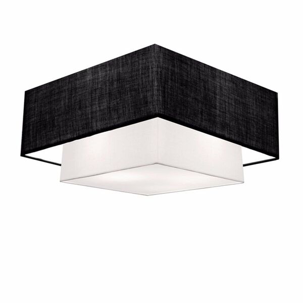Plafon Para Sala Quadrado Sl-3022 Cúpula Cor Preto Branco
