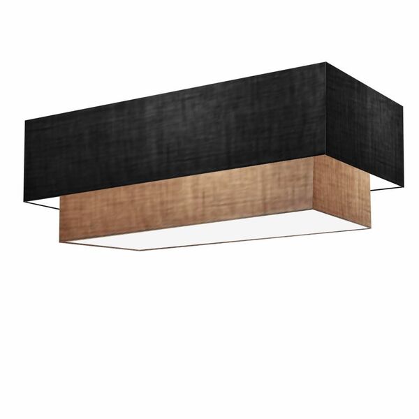 Plafon Para Sala Retangular Sl-3071 Cúpula Cor Preto Palha