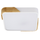 Plafon Quadrado Branco Com Detalhe Estilo Madeira 40cm Led 30