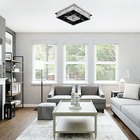 Plafon Quadrado Cristal Cromado 35cm Led 32w 6000k Bivolt