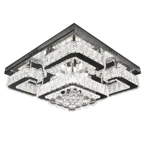 Plafon Quadrado De Cristais 50cm Led 72w 3 Em 1 Bivolt