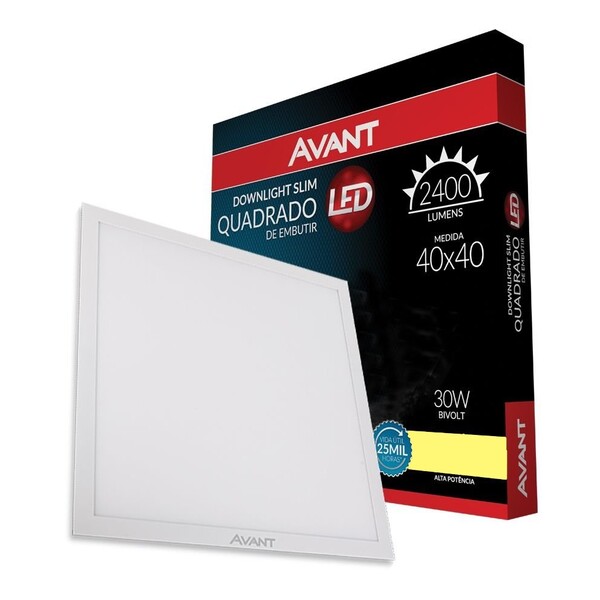 Plafon quadrado embutir 40x40 30w branco neutro AVANT