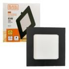 Plafon Quadrado Embutir 6w Preto 12x12 Branco Neutro 4000k