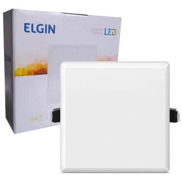 Plafon Quadrado Infinity 15w Biv Branco Quente Elgin