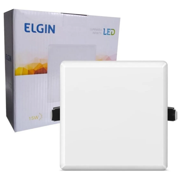 Plafon Quadrado Infinity 15w Biv Branco Quente Elgin Embutir
