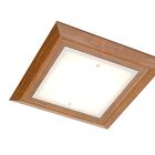 Plafon Quadrado Led 18w Quente 36cm Vidro E Madeira Madelustre