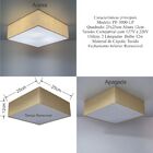 Plafon Quadrado Md-3000 Cúpula Em Tecido 25x25x12cm Palha - B