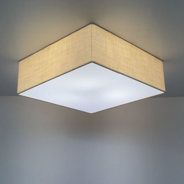 Plafon Quadrado Md-3002 Cúpula Em Tecido 50x50x15cm Palha - B