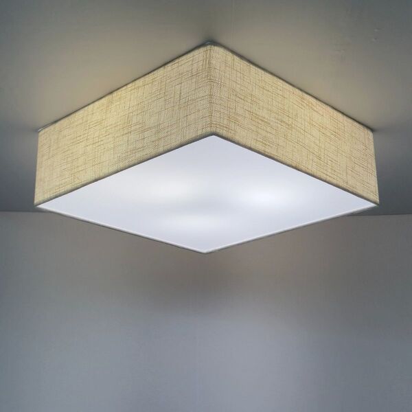 Plafon Quadrado Md-3002 Cúpula Em Tecido 50x50x15cm Rústico B