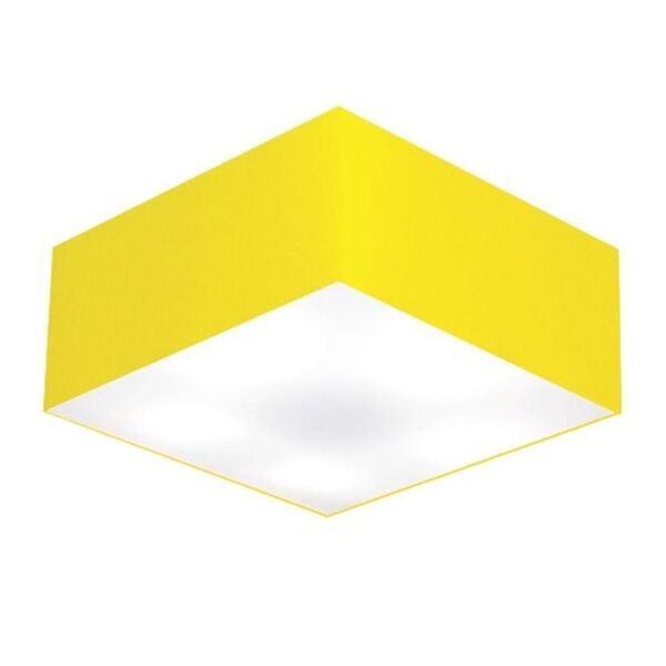 Plafon Quadrado Md-3012 Cúpula Em Tecido 21/50x50cm Amarelo -