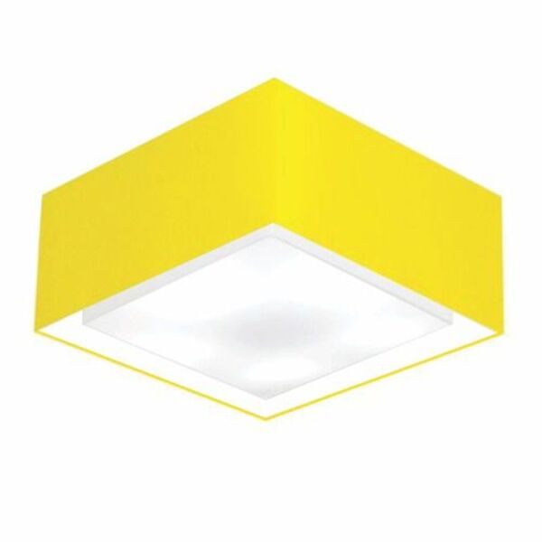 Plafon Quadrado Md-3039 Cupula Tecido Dupla 25/50x35cm Amarelo