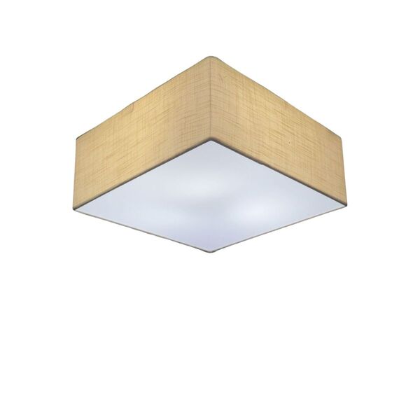 Plafon Quadrado Md-3050 Cúpula Em Tecido 40x40x12cm Palha - B