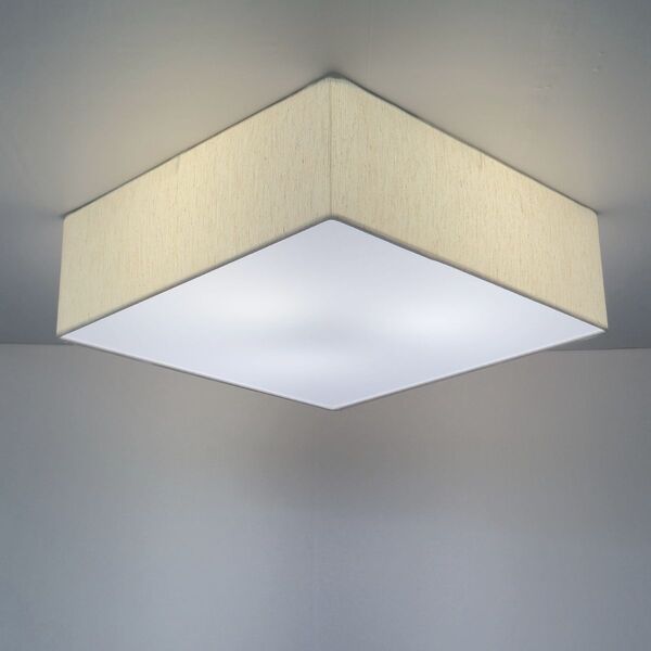 Plafon Quadrado Md-3051 Cúpula Em Tecido 15/45x45cm Linho Beg