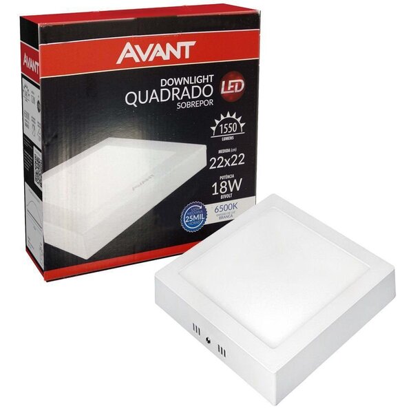 Plafon Quadrado Sobrepor 18w Branco Neutro Avant