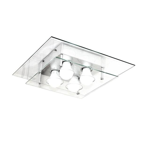 Plafon Quadrado Vidro Duplo Transparente Living 40x40 Cm Para