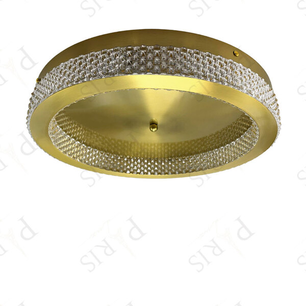 Plafon Redondo Cristais Dourado 40cm Led 32w 3000k Bivolt 145
