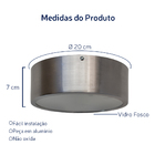 Plafon Redondo De Aluminio Escovado 20cm