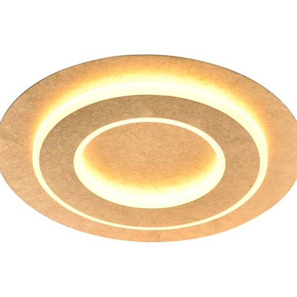 Plafon Redondo Dourado 35cm Led 24w 3000k Bivolt