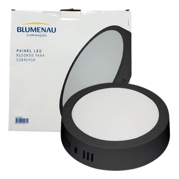 Plafon Redondo Sobrepor 24w Preto Branco Neutro Blumenau