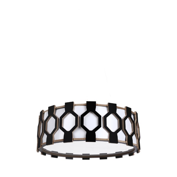 Plafon Ripado Diamante 50x50 - 5 Luzes E27 - Preto