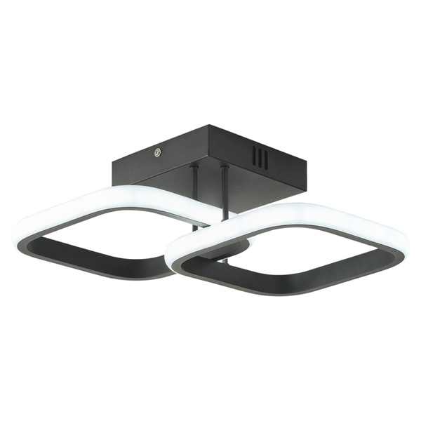 Plafon Selene Quadrado Preto 37cm Led 20w 3 Em 1 Bivolt