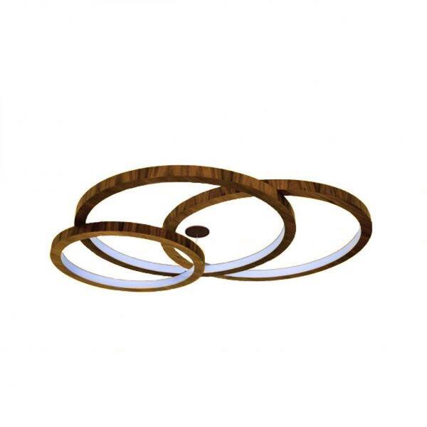 Plafon Sob Frame Anéis Led 40w 2700k 135cm Madeira