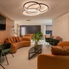 Plafon Sob Frame Anéis Led 40w 2700k 135cm Madeira