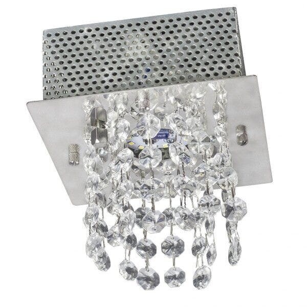 Plafon Sobrepor De Cristais Quadrado Iguaçu 1 Lâmpada Bronzea