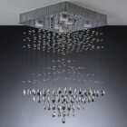 Plafon Sobrepor De Cristais Quadrado Pirâmidal 6 Lâmpadas Bro