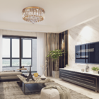 Plafon Sobrepor Led Cristal E Acrílico Greta 45cm 24w Dourado