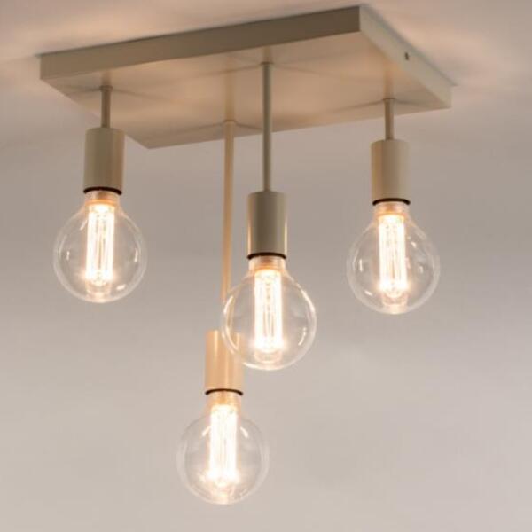 Plafon Sobrepor Moderno Slim 4 Hastes Fixas Para 4 Lâmpadas E