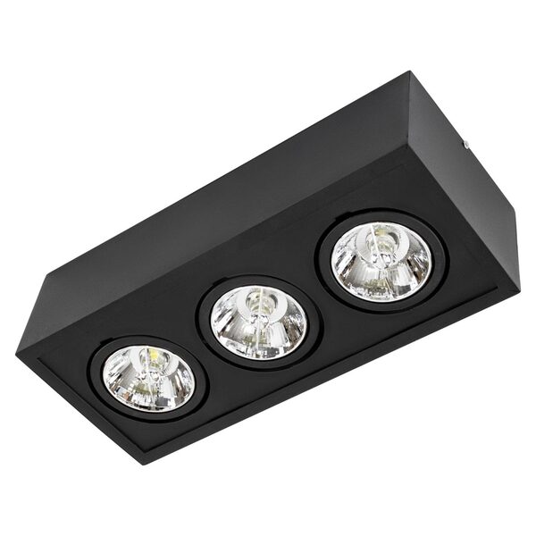 Plafon Sobrepor Preto Box P/ 3x Ar70 Orluce St2762
