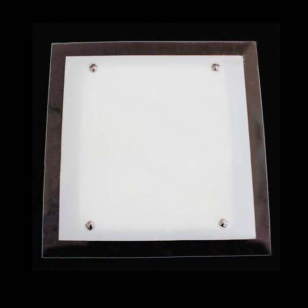 Plafon Sobrepor Quadrado 30cm Borda Transparente para 2 E27