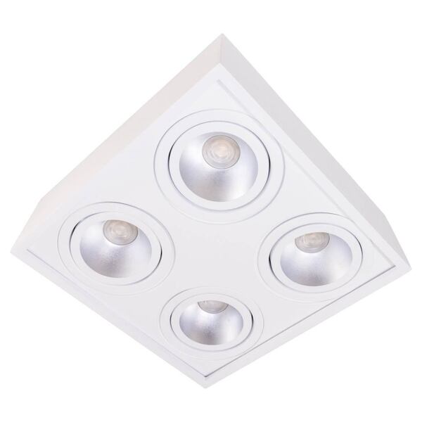 Plafon Sobrepor Quadrado 35x35cm 4x Gu10 P/ Ar111 Branco St15