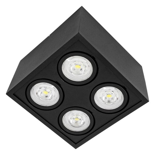 Plafon Sobrepor Quadrado Preto Box Orluce + 4x Led Par20 B. F