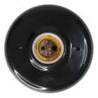 Plafon Sobrepor Redondo Preto Ilumi Bocal Porcelana E-27 110v