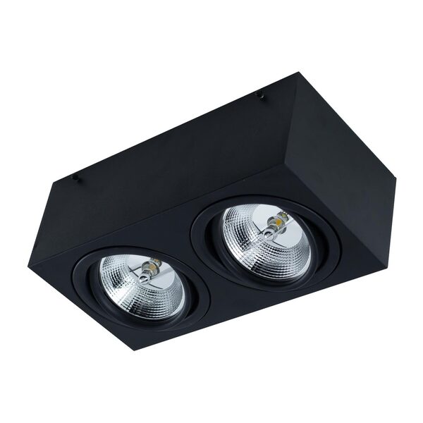 Plafon Spot Alumínio Sobrepor Preto P/ 2 Led Ar111 St2898