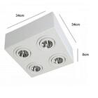 Plafon Spot Bivolt sobrepor Direcionável 4 Lâmpadas branco