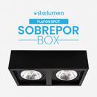 Plafon Spot De Sobrepor Box Duplo Preto P/ 2xgu10 Ar111 Starl
